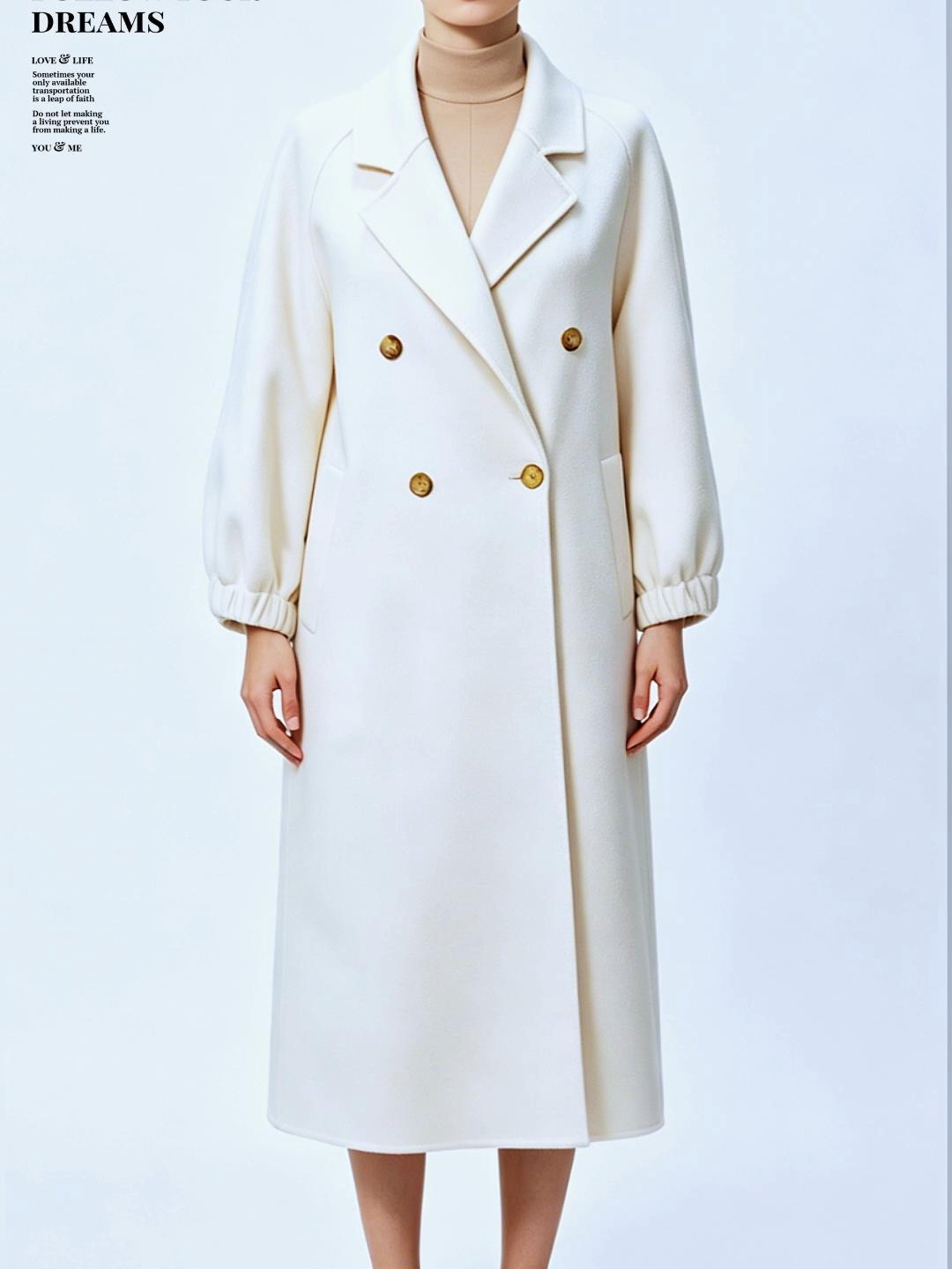 Luxury Winter Clothes Wholesale Customized Double Breast Elastic Sleeves Opening Ladies Handmade Double Face Cashmere Wool Coat