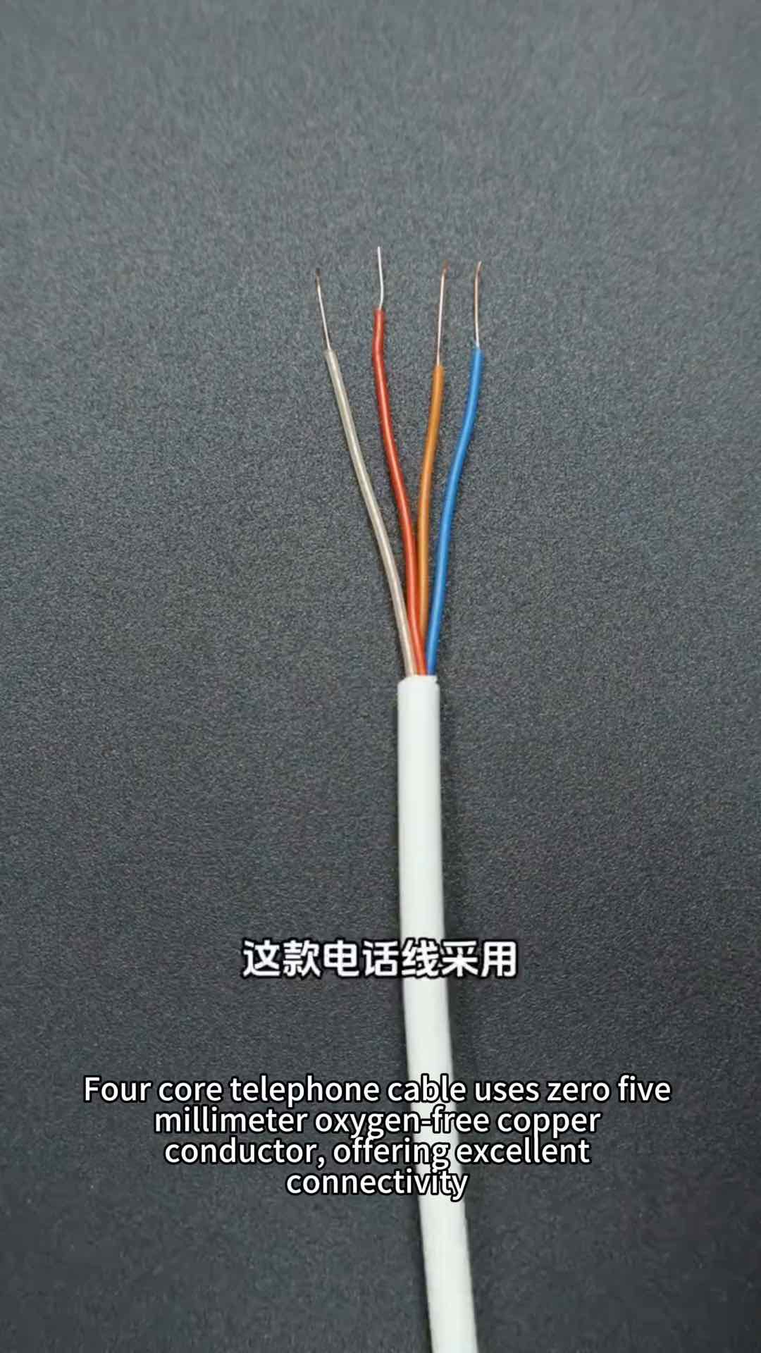 Telefonkabel Rund Weiß 100m Rolle 4x1/0.4 26AWG Massiver Kupferdraht Runde Telefonkabel-Verlängerung Bulk-Spule