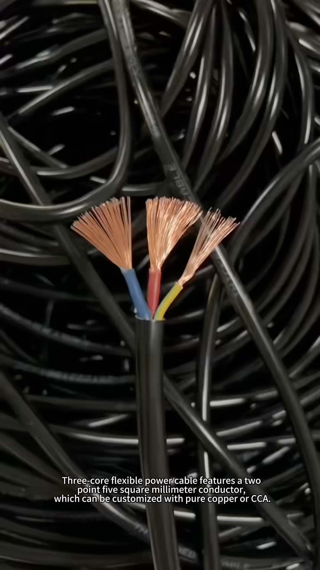 Black H05VV-F 3183Y PVC Mains Power Cable Flex 2.5mm² For Automotive, Marine, LED Strips, Solar, RV, Lighting, 100M