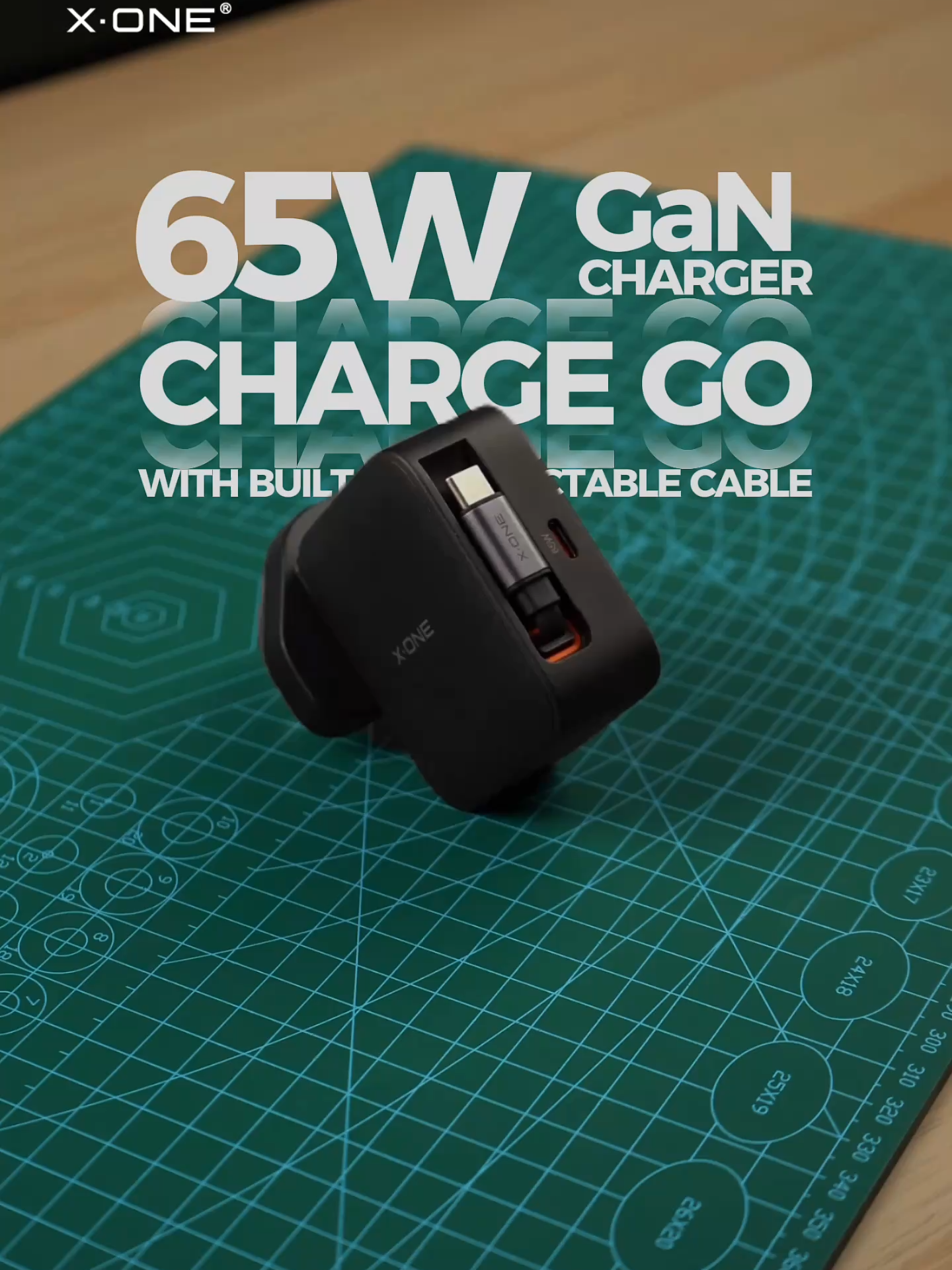 X-ONE New 65W Retractable Cable Fast Charger (Built-In USB-C Cable + USB-C Port) ChargerGo