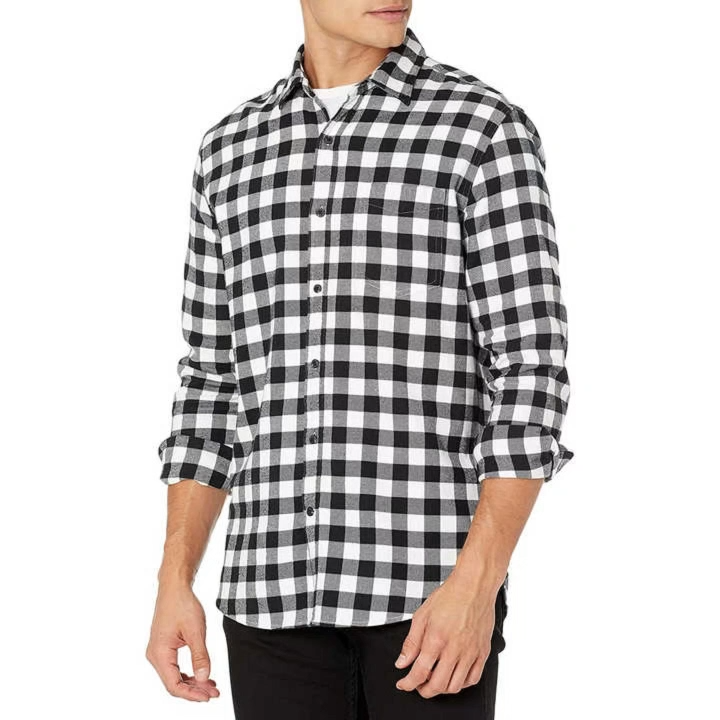 Men's Dress Shirt Regular Fit Long Sleeve Button Down Shirts Check Print Top Selling 100 % Cotton Dress men's shirts