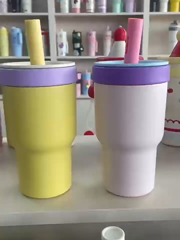 Custom Logo Sublimation Blank 14oz Children's Tumbler Double Walled Stainless Steel Insulated Coffee Mug Cup with Handle