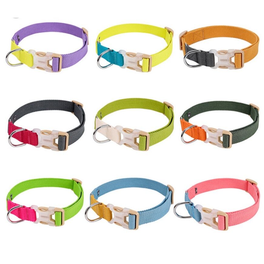 Collar de alta calidad para pasear perros, de algodón y poliéster, ajustable, suave, antipérdida, varios colores - Suministros para mascotas para perros