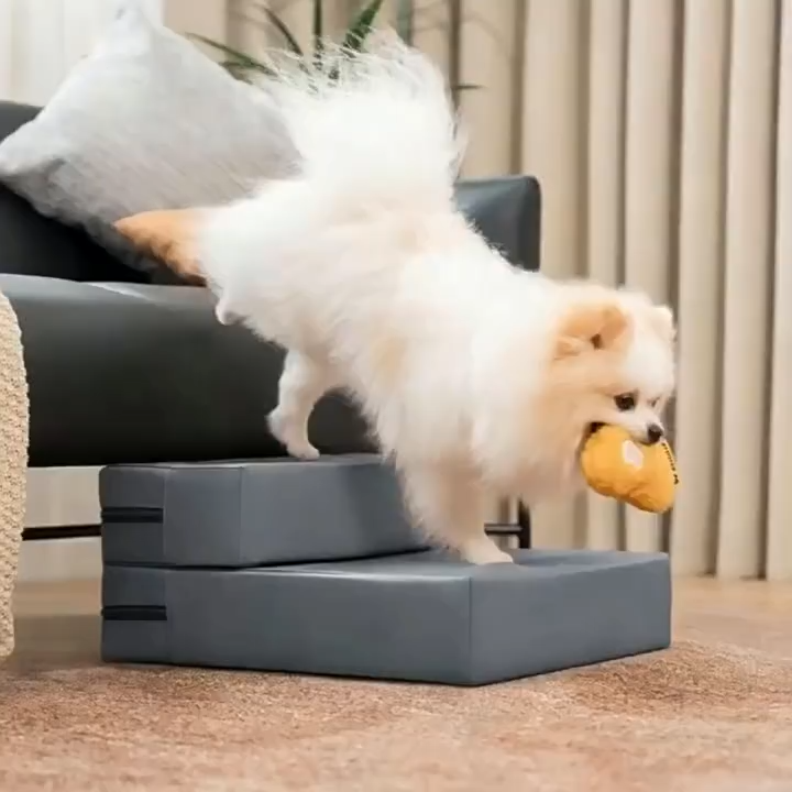 Stapelbare, modulare PU-Haustiertreppen, wasserdichte Hunderampe, rutschfeste, faltbare Sofa-Kletterstufen für kleine Hunde, Haustierbedarf
