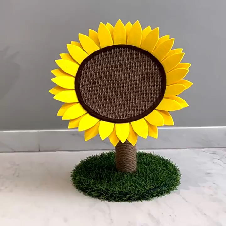 Sunflower Shape Sisal Cat Scratching Post Large Detachable Wear-resistant Cat Scratcher Tree