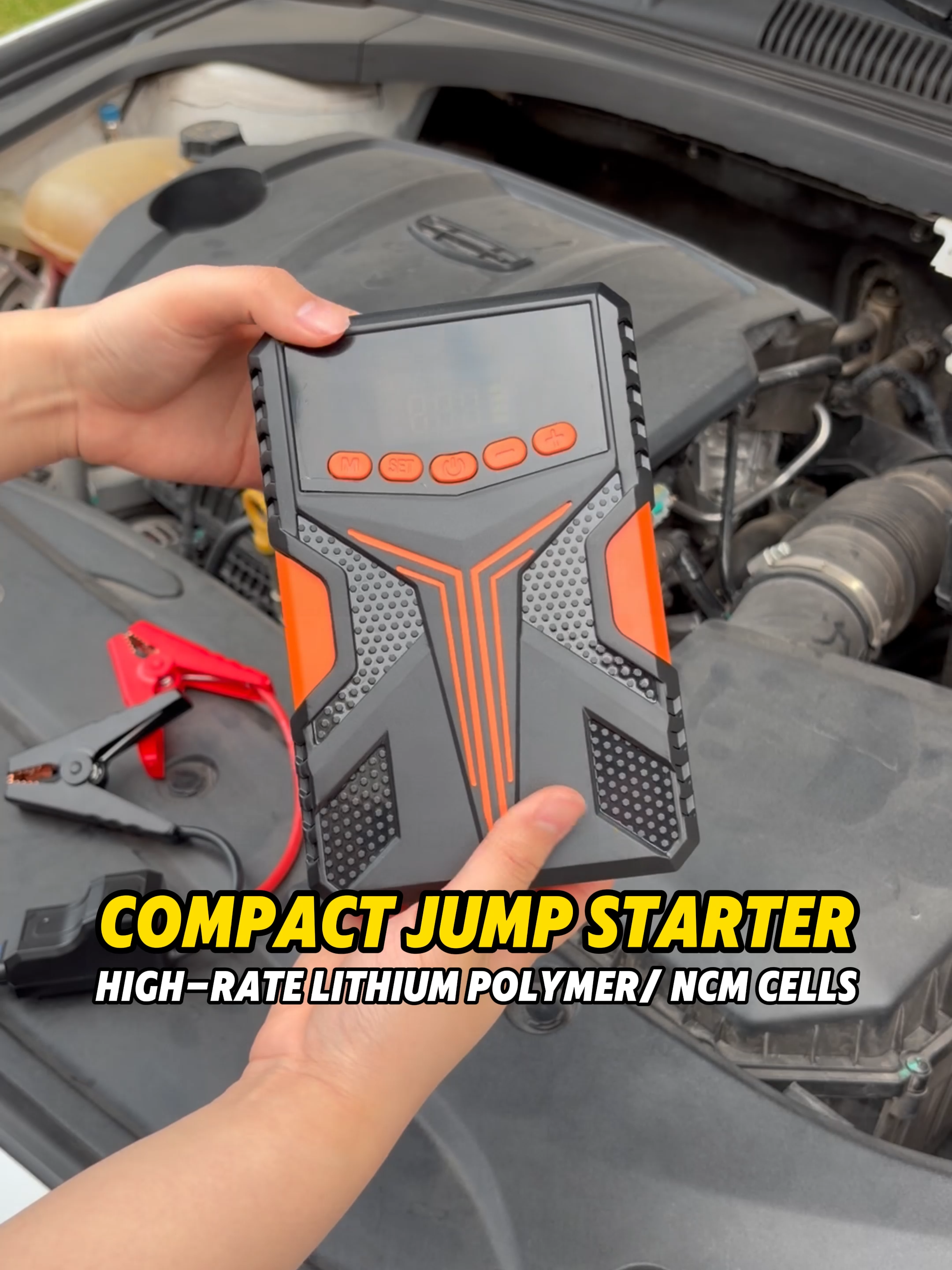 Portable 8000mAh 4 in 1 Jump Starter with Air Compressor Multifunction Car Booster Power Bank LED Light for 12v Gas Diesel Vehicle